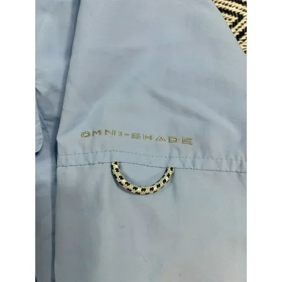 Columbia Mens 2X Omni-Shade Button-Up Long-Sleeve Fishing Shirt Light Blue - Picture 4 of 9